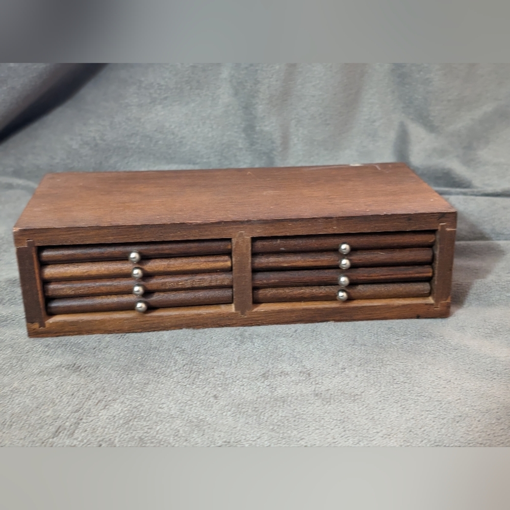 Vintage Wooden Coasters Stackable Wood & Cork Coasters Handles Wood Holder 1980s